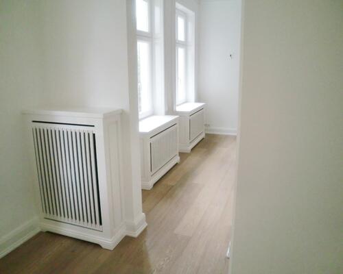 Hamburger Stil,Terrassentür mit Mauerverkleidung, Hamburger Heizkörper-Verkleidung